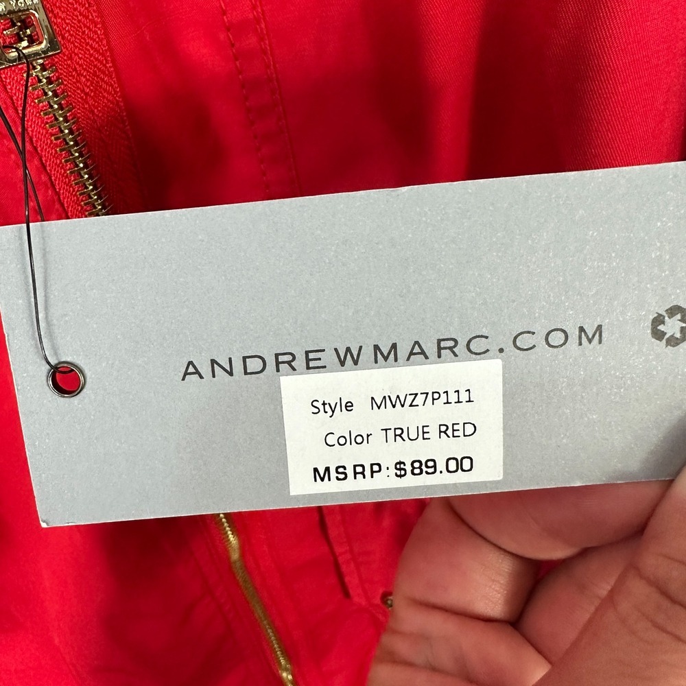 Marc New York Andrew Marc Red Jacket L Moto Trench Minimalist Chic Designer NWT - Picture 4 of 9